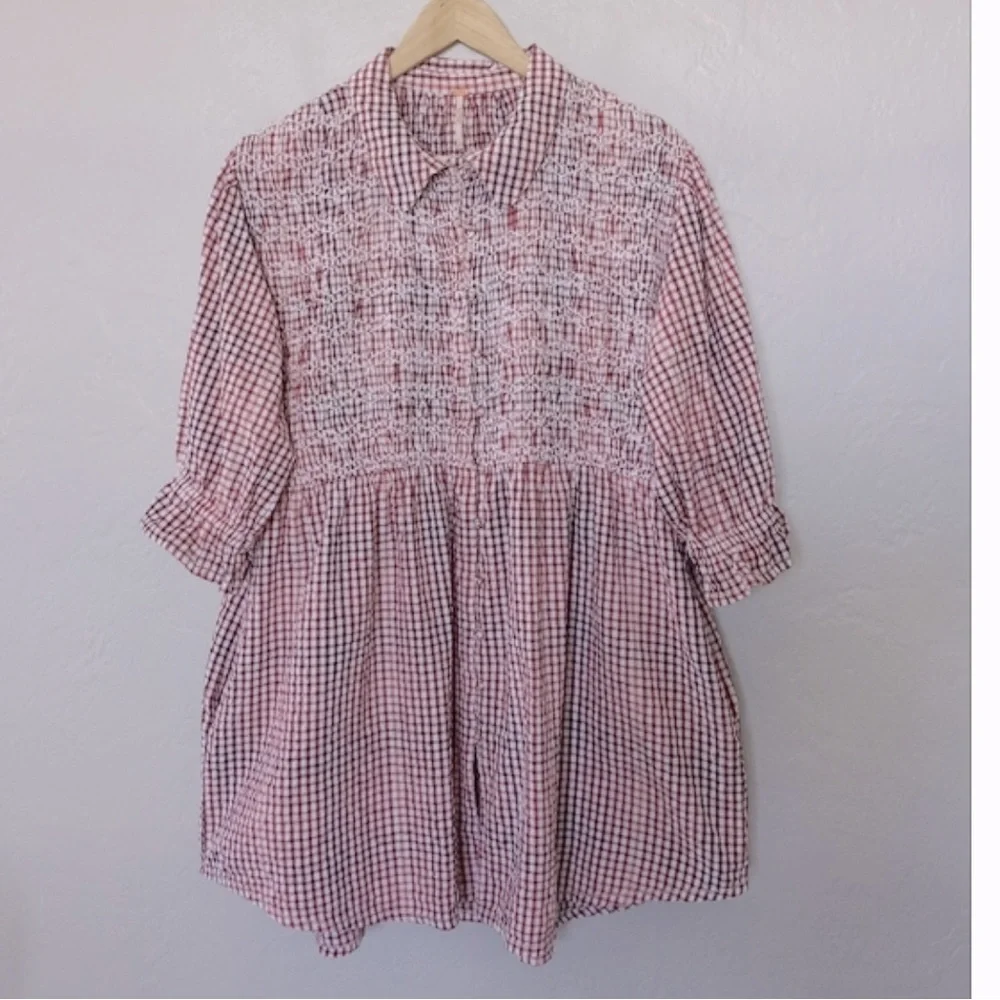 Free People CHARLOTTE GINGHAM TUNIC Size XS/